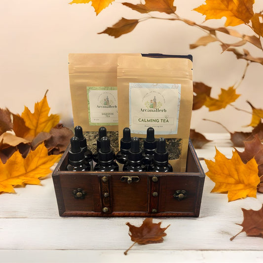 Herbalist Starter Kit . Tinctures and Tea Box, 6 or 8 . Beautiful box available