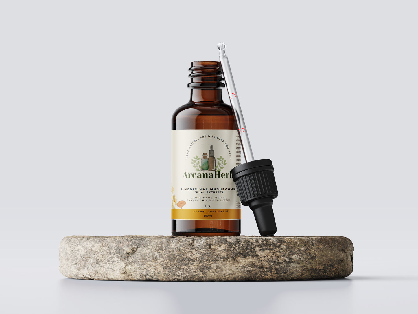4 Mushroom tincture. Dual Extract. Cordyceps. Reishi. Lions Mane. Turkey Tail 1:3 strength 100ml.