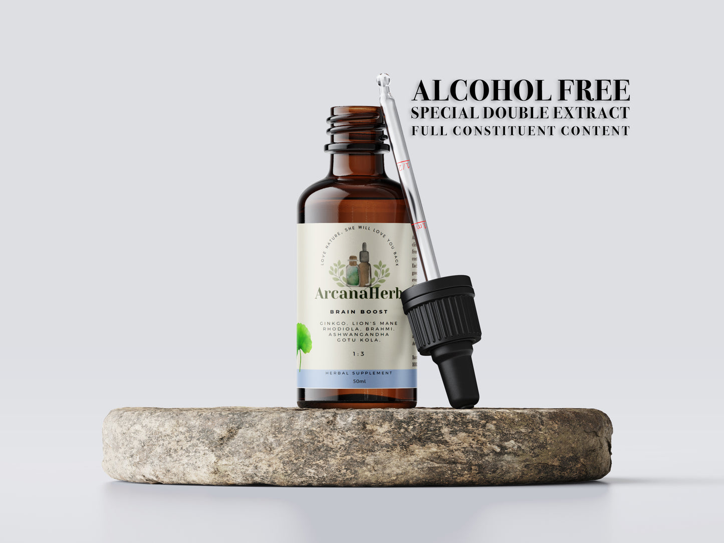 Brain Boost Tincture, Non Alcoholic. Glycerine 1:3 Ginkgo. Lions mane. Rhodiola.Gotu kola.Brahmi.Ashwagandha