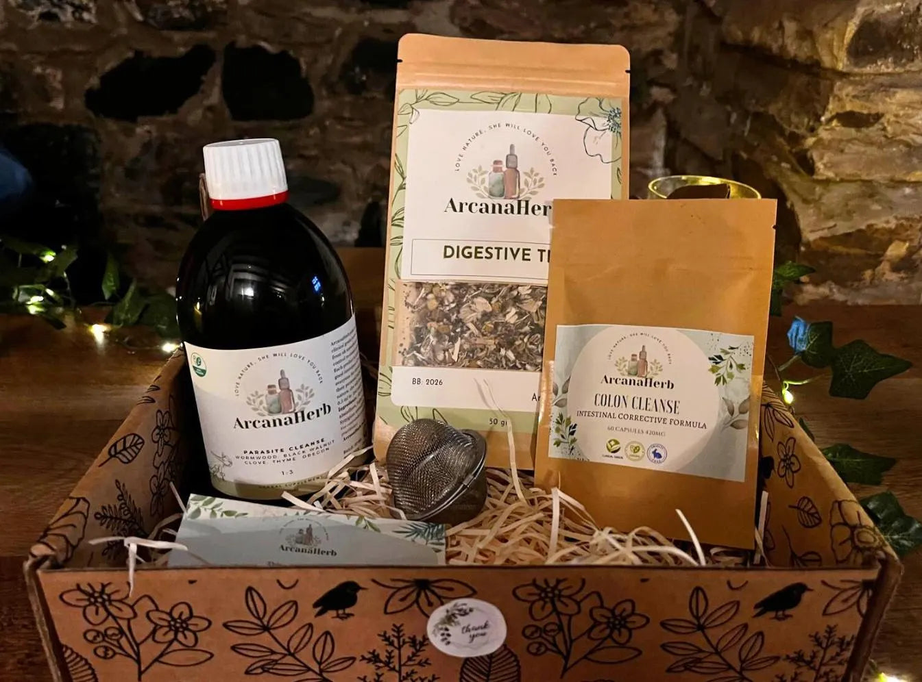 Herbal Parasite cleanse Box Set, Colon cleanse capsules, Digestive tea 50g, strainer. month supply. Candida cleanse. alcohol free available. binder optional.