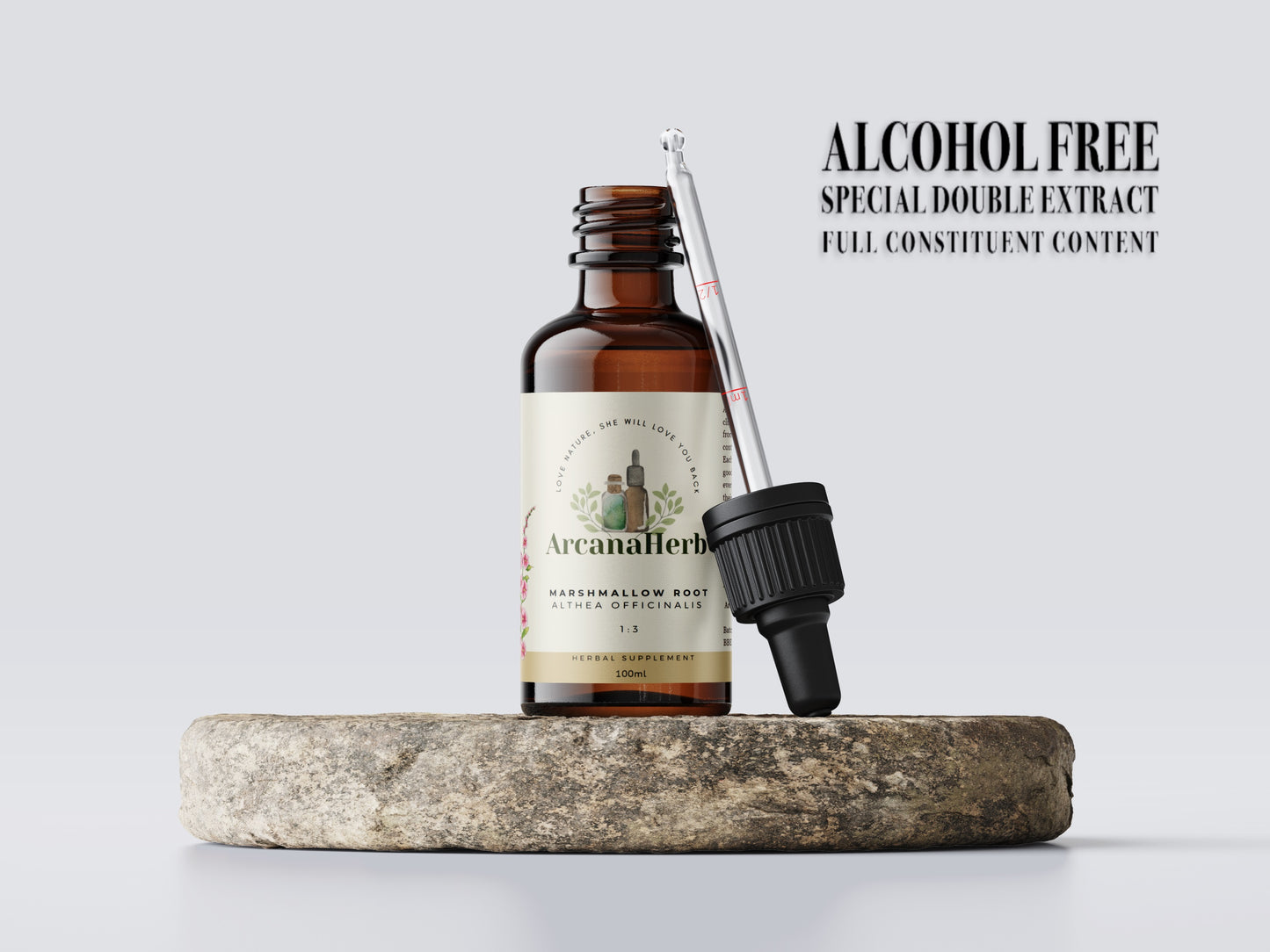 Non Alcoholic Marshmallow root tincture, Althea officinalis Glycerine extract 1:3