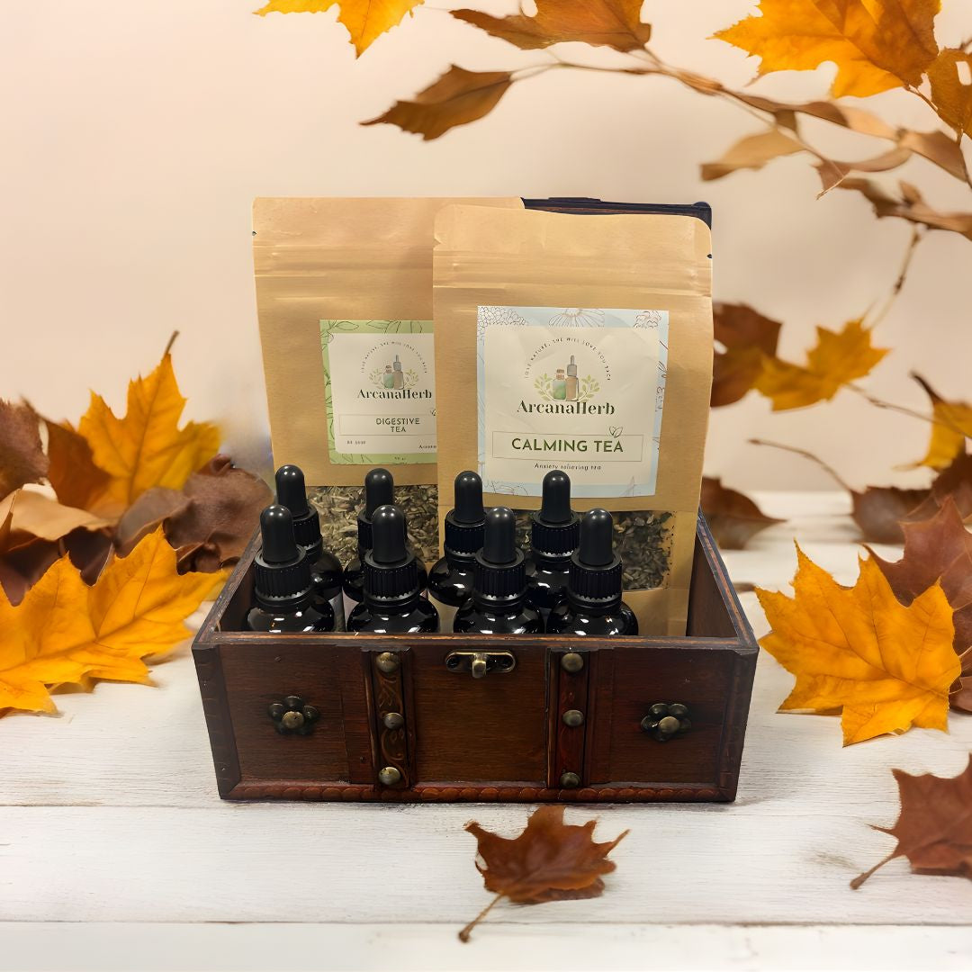 Herbalist Starter Kit . Tinctures and Tea Box, 6 or 8 . Beautiful box available
