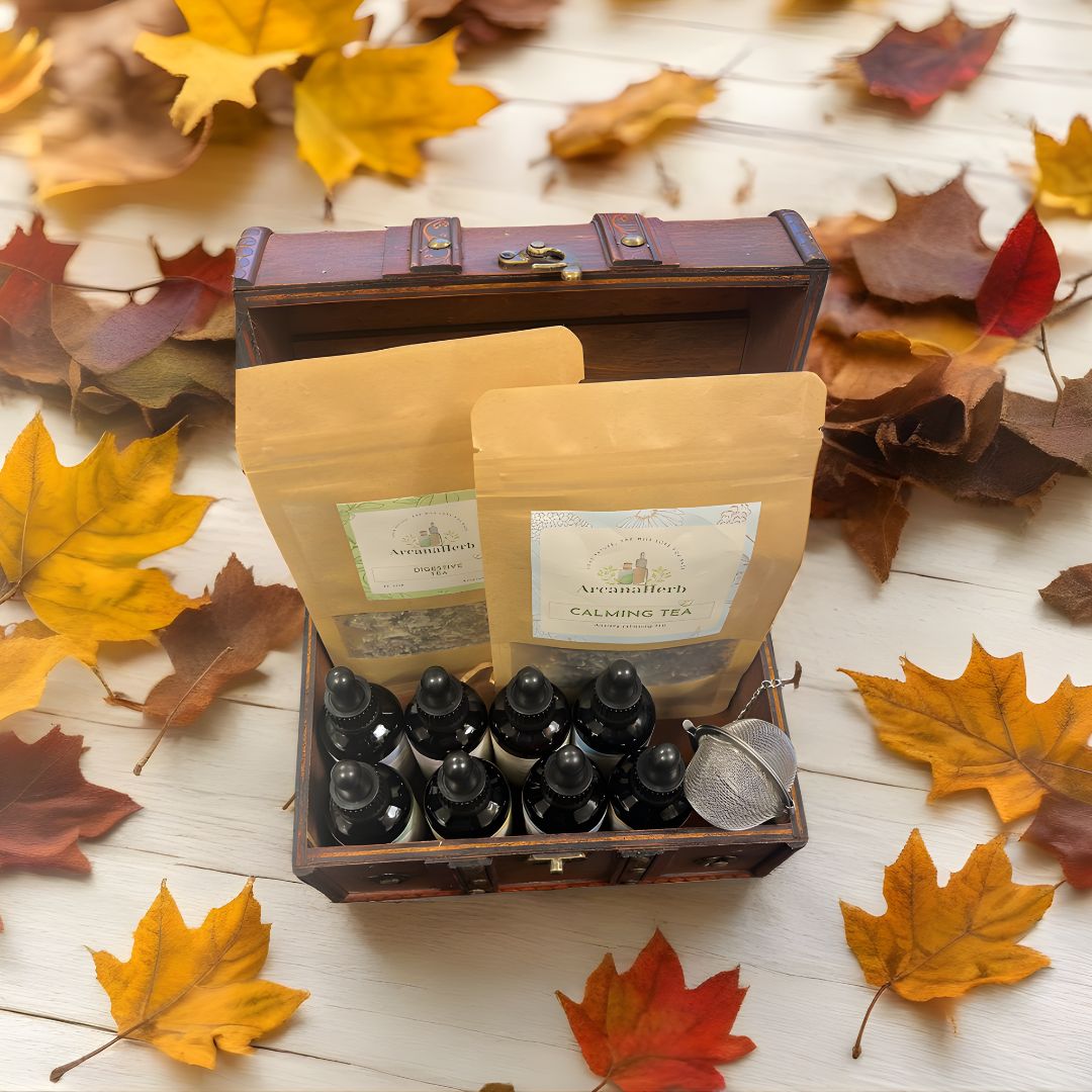 Herbalist Starter Kit . Tinctures and Tea Box, 6 or 8 . Beautiful box available