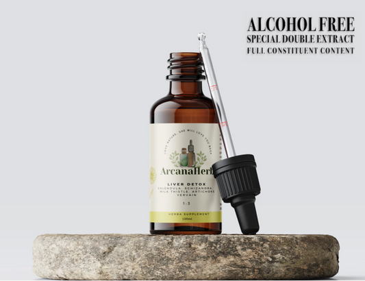 Alcohol free folk lore  Liver herbs support tincture. Organic Milk thistle, Calendula, shizandra, artichoke, vervain. 1:3. 100ml