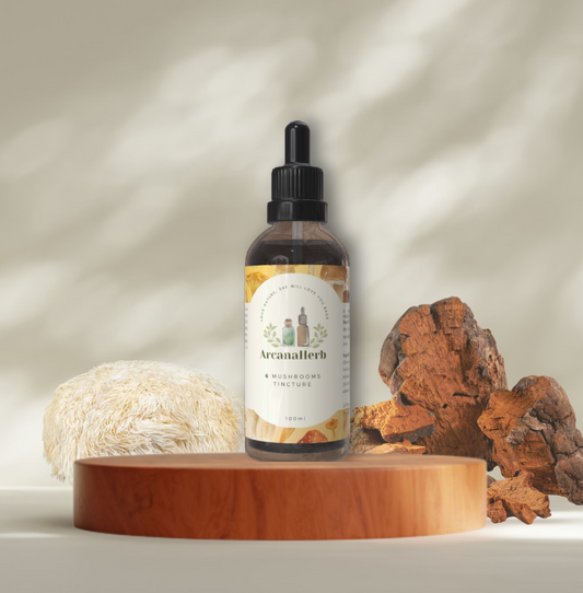 ALCOHOL FREE 6 Mushroom Tincture Dual extract. 1:3 . Chaga, Reishi, Lions Mane, Poria Cordyceps. Shitake.
