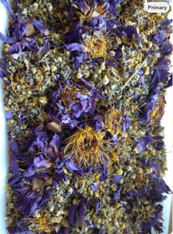 Lucid dreaming tea. Herbalist designed. 25g, 50g.Blue Lotus, Mugwort, Chamomile,Damiana. Relaxing,