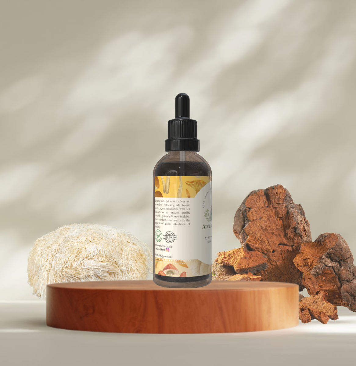 ALCOHOL FREE 6 Mushroom Tincture Dual extract. 1:3 . Chaga, Reishi, Lions Mane, Poria Cordyceps. Shitake.