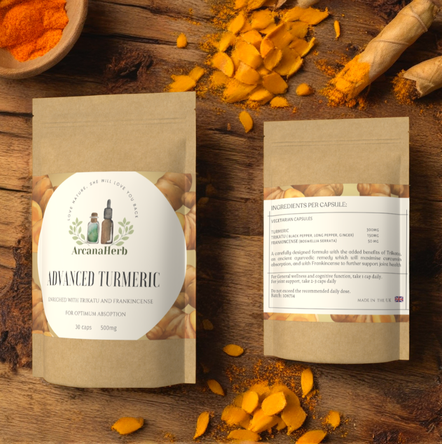 Turmeric Plus Super blend Joint Support Capsules 500mg. Turmeric, Frankincense, Long pepper, Black pepper, Ginger (Trikatu)