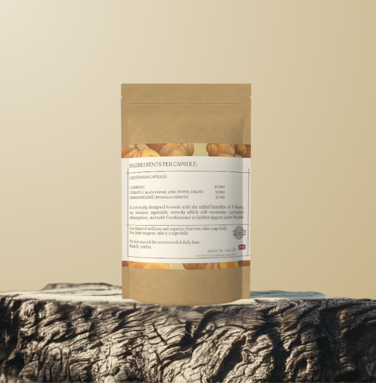 Turmeric Plus Super blend Joint Support Capsules 500mg. Turmeric, Frankincense, Long pepper, Black pepper, Ginger (Trikatu)